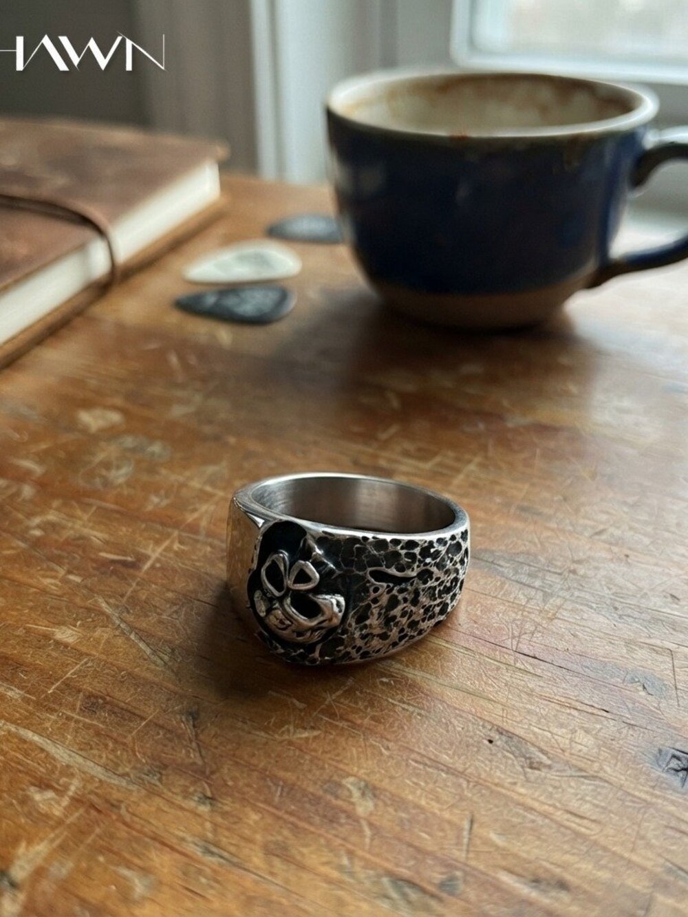 Mens Vintage Gothic Skull Statement Ring